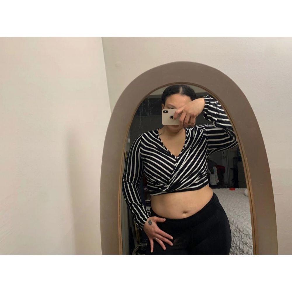 FTF Striped Deep V neck Crop Top